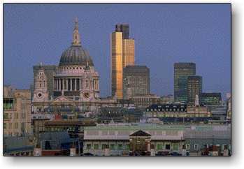 London England photos pictures - Skyline view of the City with St. Paul's Cathedral